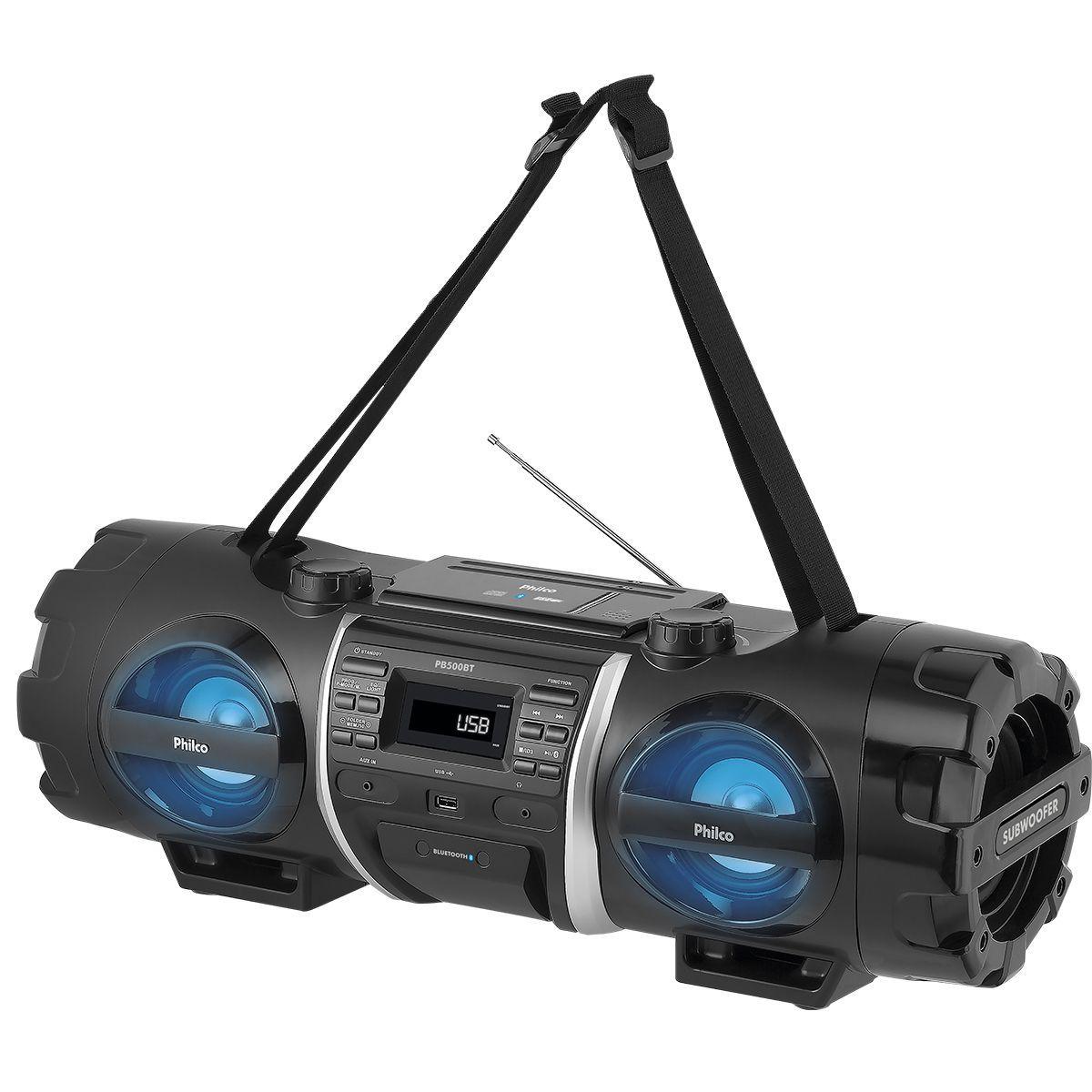 Som Portátil Philco FM 200W CD Player Display Digital PB500BT Bluetooth