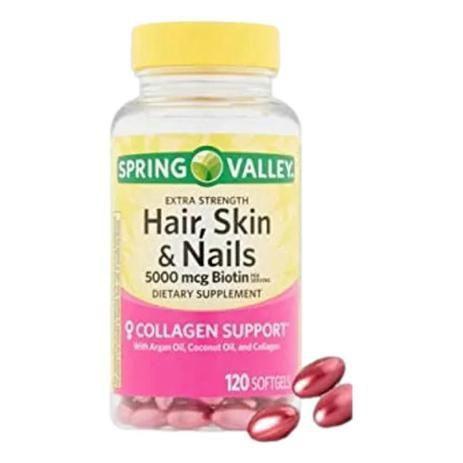 Spring Valley Hair Skin & Nails 5,000 Mcg Biotin 120 Caps - Importado -  Nutricosméticos - Magazine Luiza