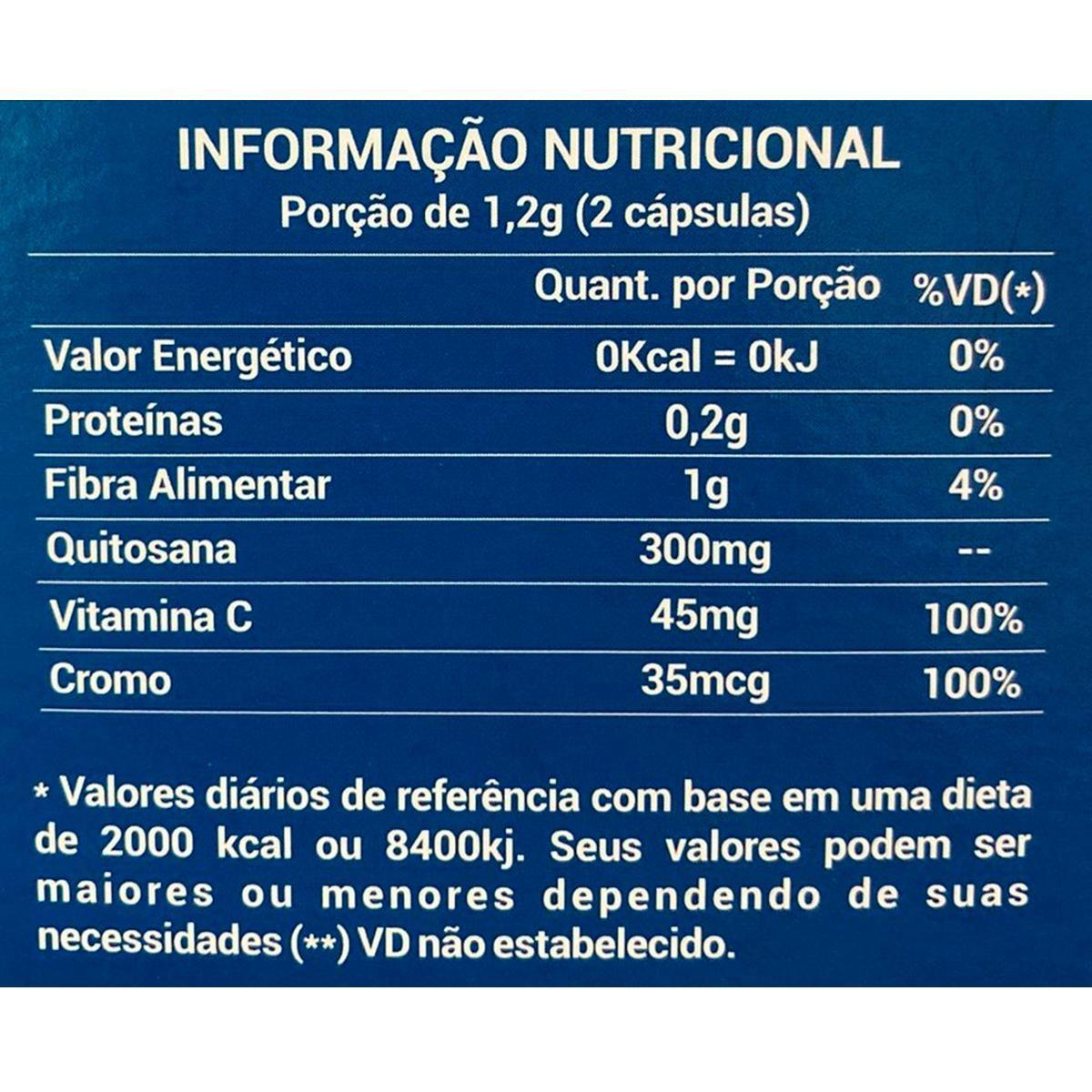 Imagem de Suplemento Alimentar com Proteínas Vitamina C Fitosan Quitosana Psyllium Cromo Original Natural 100% Puro 60 Cápsulas