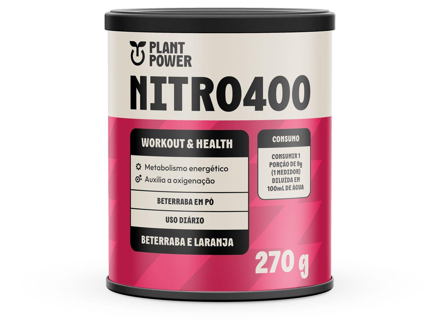 Suplemento Alimentar Nitro400 Beterraba e Laranja Plant Power Lata 270g