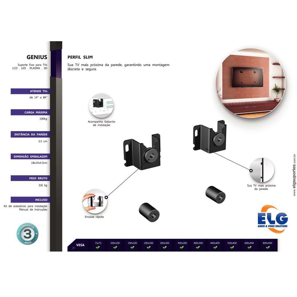 Suporte De Parede ELG Genius Para TVs Plasma LCD LED De 14 A 84 suporte-de-parede-elg-genius-para-tvs-plasma-lcd-led-de-14-a-84