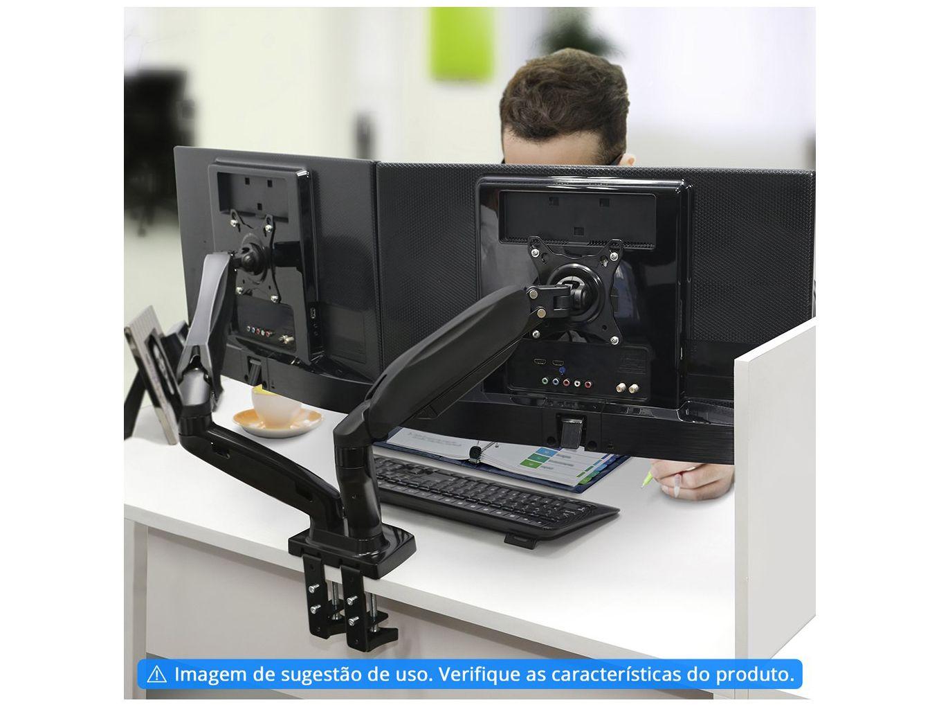 Suporte Ergonômico Articulado de Mesa com Pistão a Gás para 2 Monitores de 17” a 35” F160N