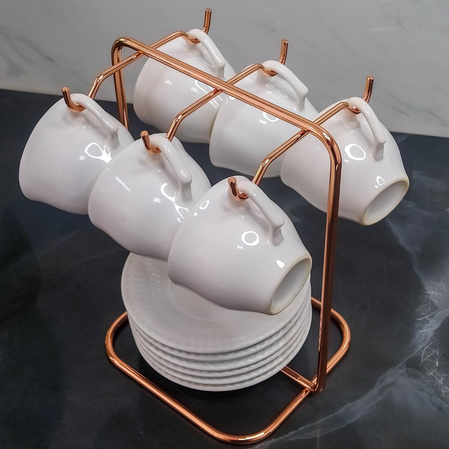 Suporte maior para pires e xicara de cafe rose gold