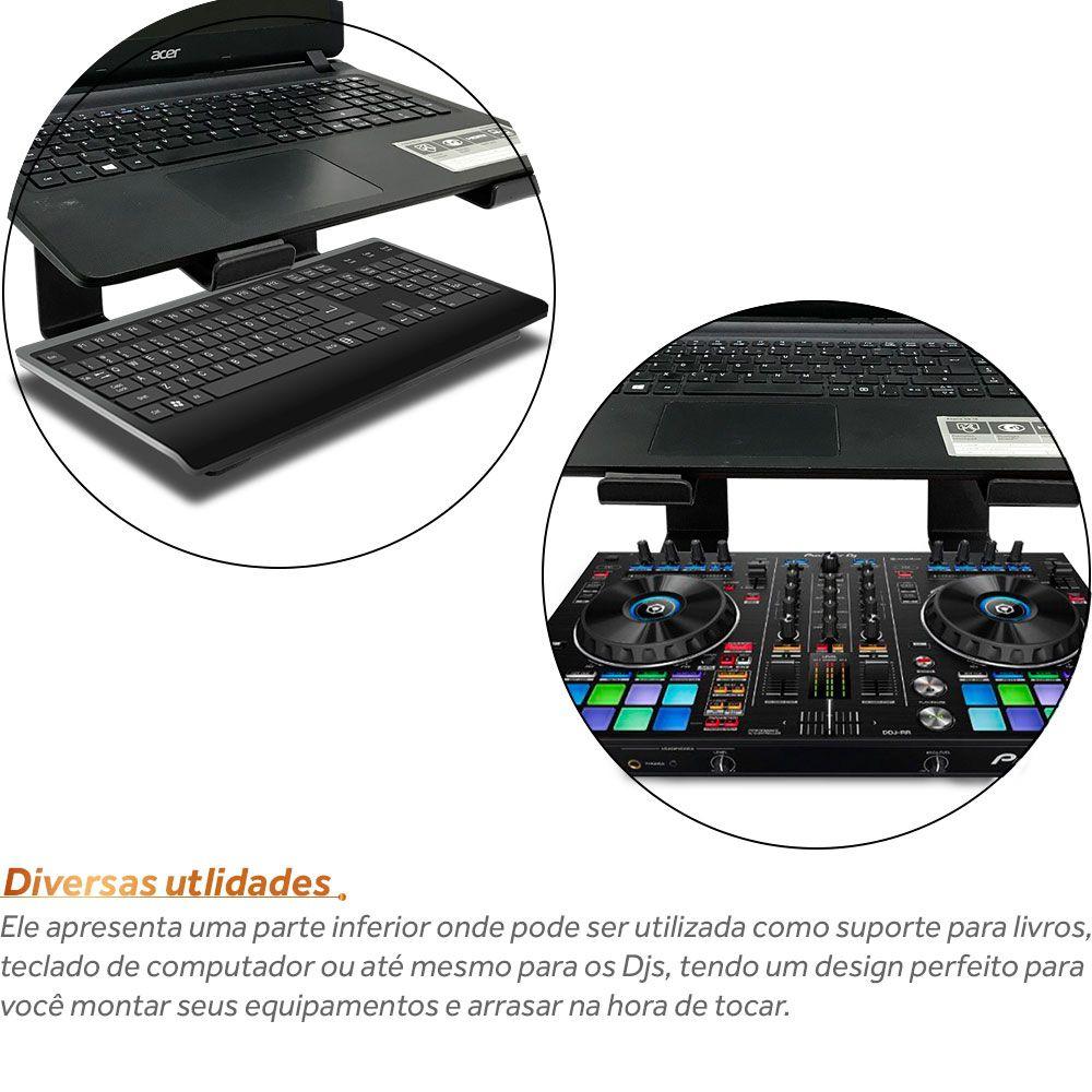 Suporte Para Notebook Laptop Stand Dj Em Aço Macbook Preto Genus