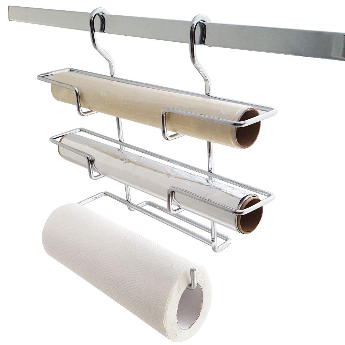 Suporte para Papel Toalha Filme e Alumínio Organizador de Cozinha ...