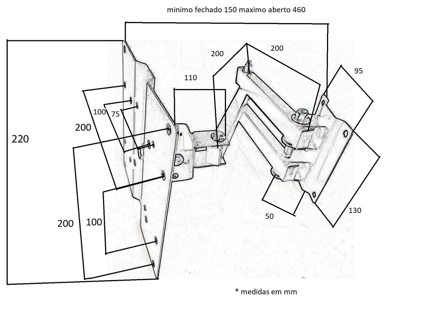 Imagem de Suporte Tv Articulado Lcd Led Painel Parede 24 26 32 37 40 43 Polegadas. - Felype Suportes