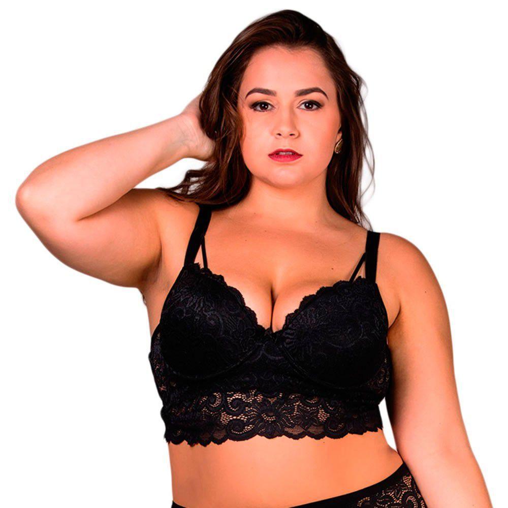 Sutiã Cropped Plus Size de Renda com Bojo Alça Grossa Estilo Sedutor -  PL275-PL274* - Sutiã - Magazine Luiza