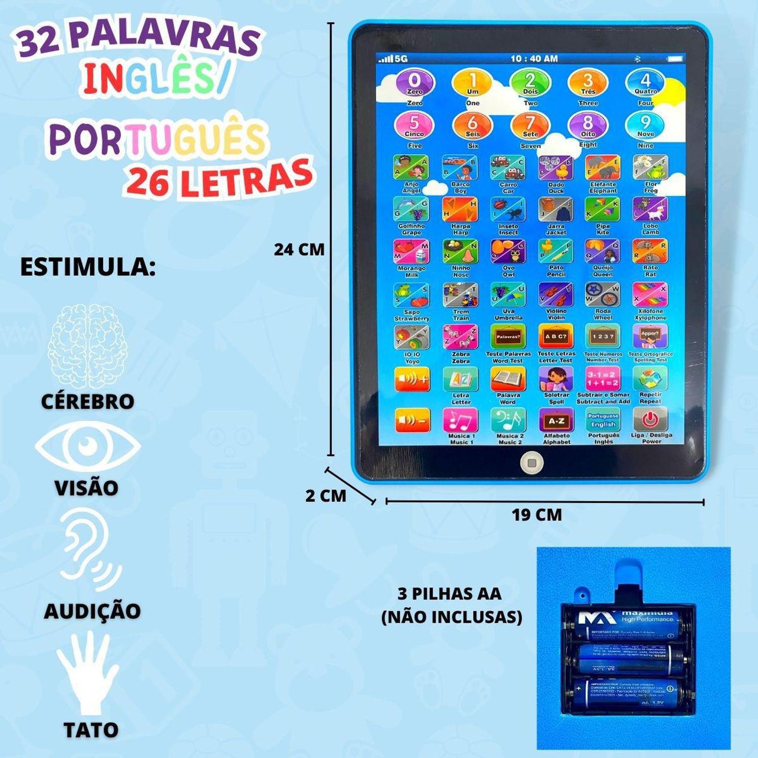 Brinquedo Educacional Inglês Tablet Infantil Multi função