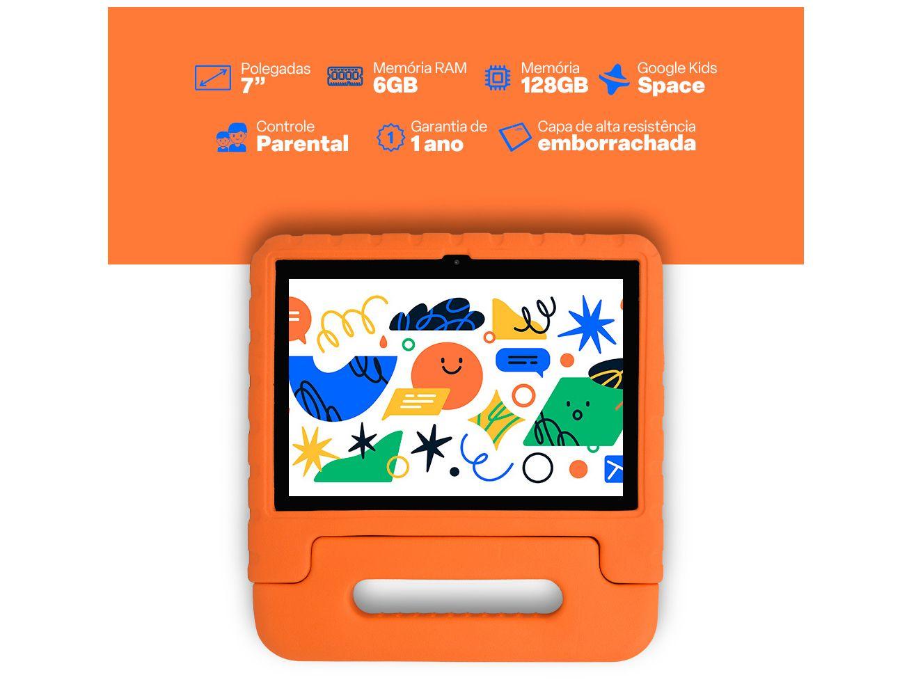 Tablet Infantil Multilaser Kid Pad com Case 6GB RAM 128GB 10,1" Android Octa Core Wi-Fi