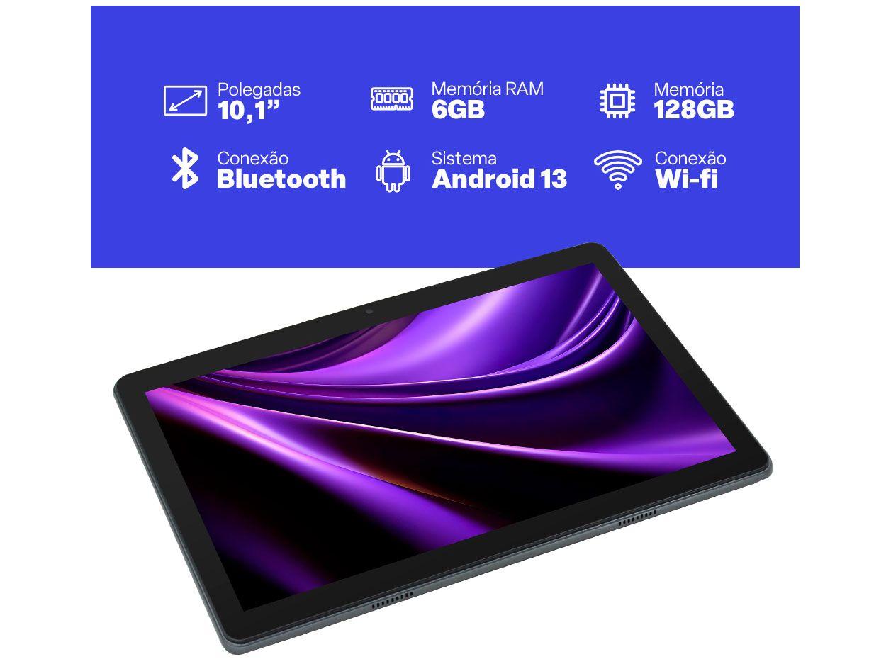 Tablet Multilaser NB359 com Case 6GB RAM 128GB 10,1" Android Wi-Fi
