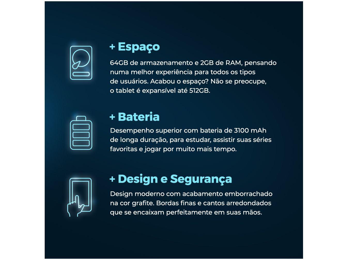 Tablet Positivo Twist Tab+ T780F 7” 64GB 2GB RAM