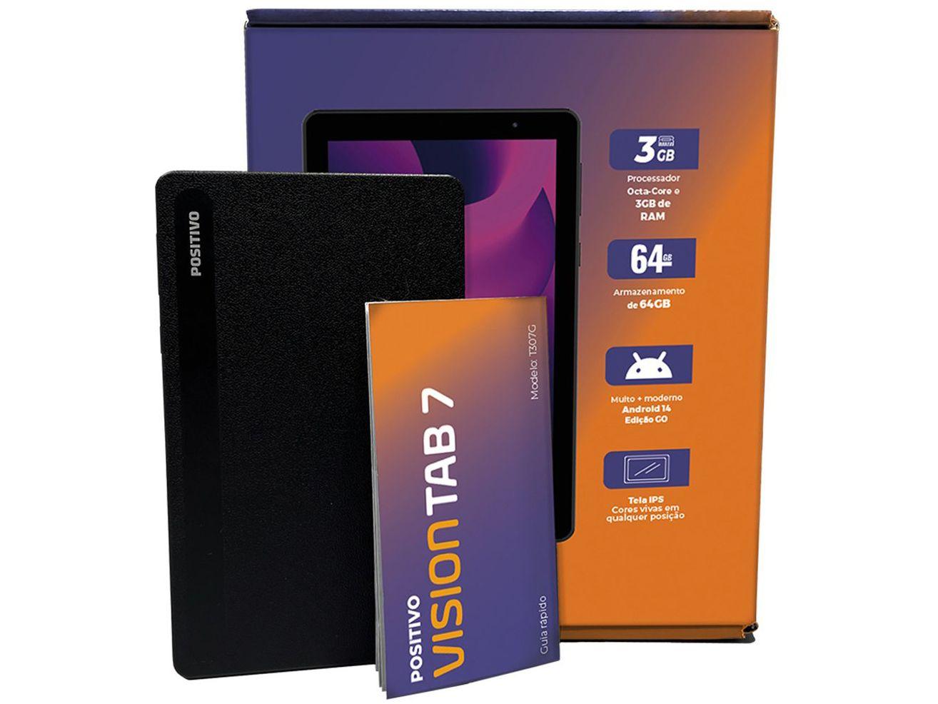 Tablet Positivo Vision Tab 7 3GB RAM 7" Android 14 GO Octa Core Wi-Fi