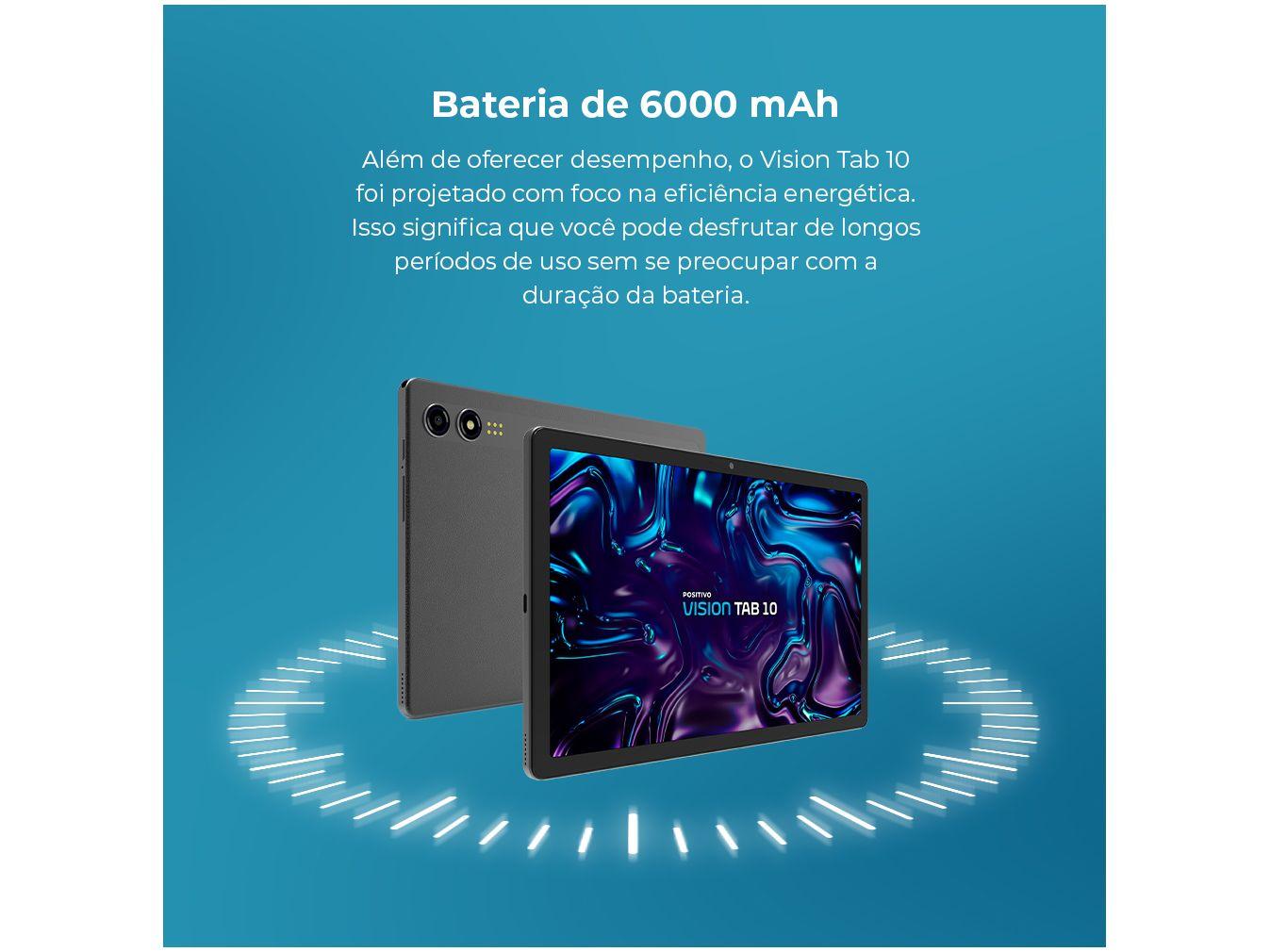 Tablet Positivo Vision Tab com Capa Teclado 10,1" 128GB 4GB RAM Android 13 Octa Core Wi-Fi 4G