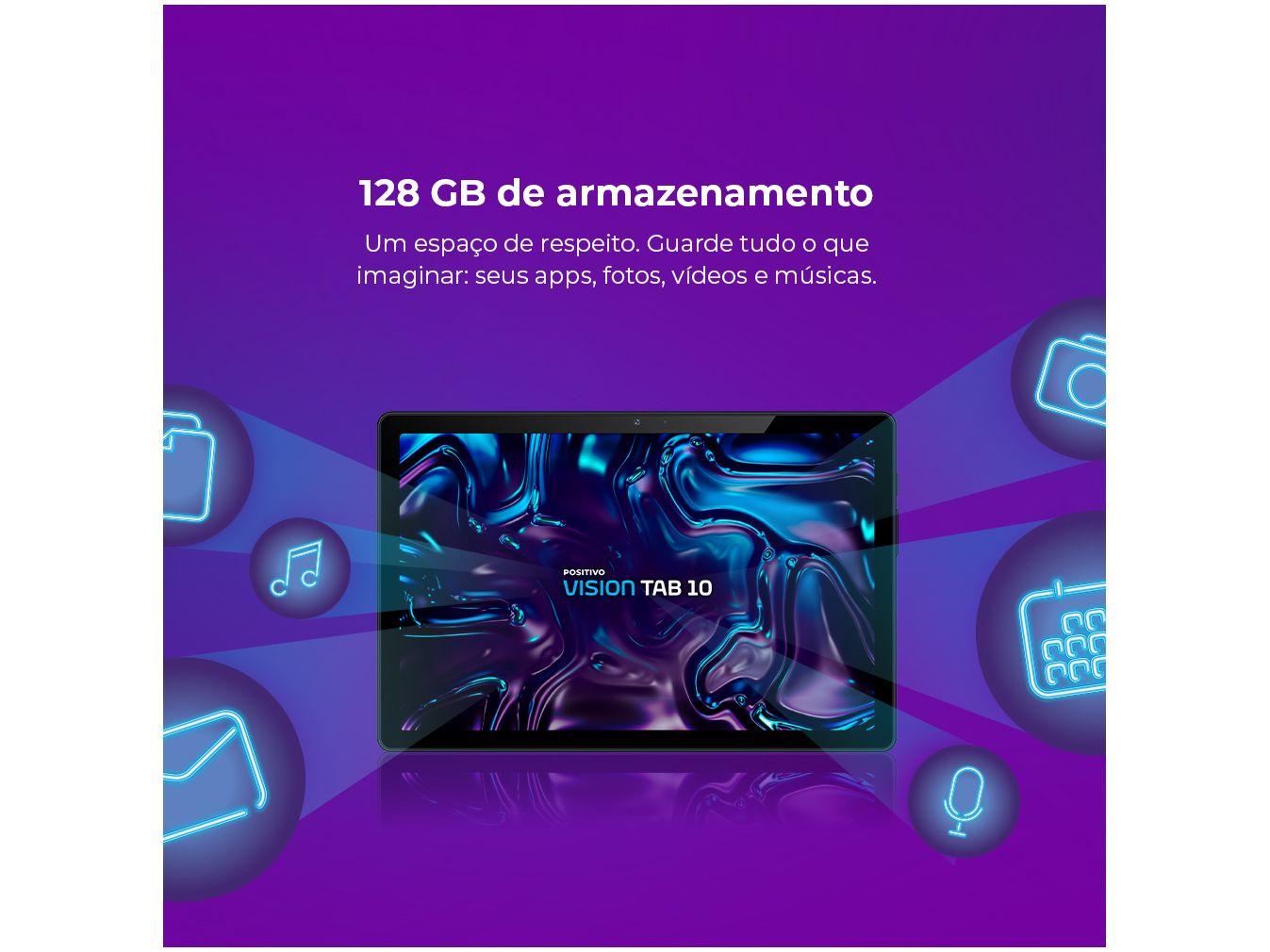 Tablet Positivo Vision Tab com Capa Teclado 10,1" 128GB 4GB RAM Android 13 Octa Core Wi-Fi 4G