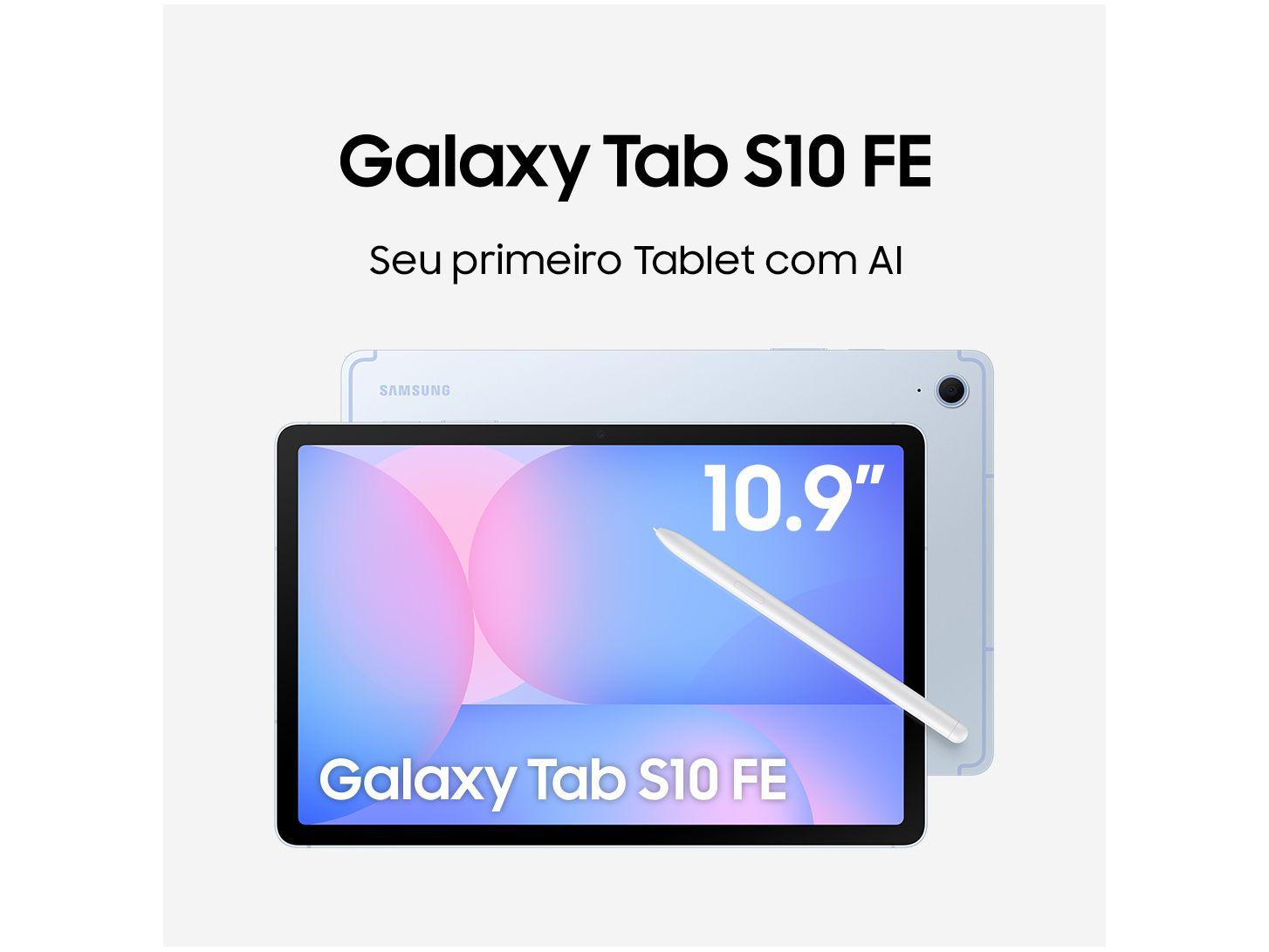 Tablet Samsung Galaxy Tab S10 FE com Capa e Caneta S Pen 8GB RAM 128GB 10,9" Android 15 Exynos 1580 Wi-Fi