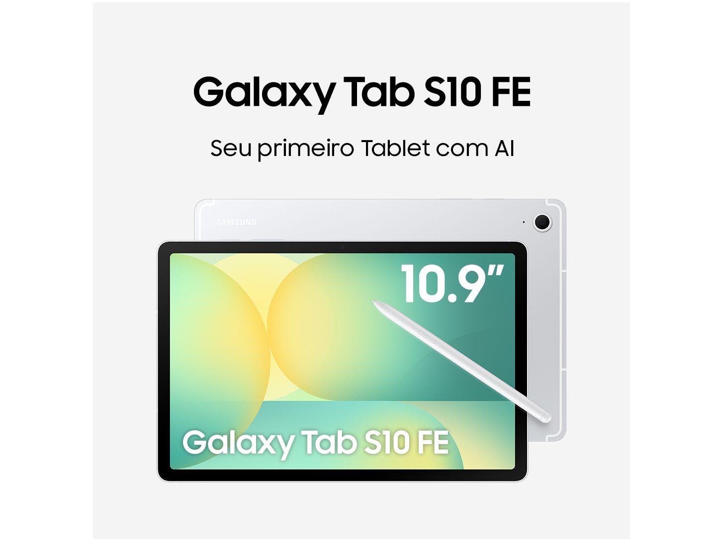 Tablet Samsung Galaxy Tab S10 FE com Capa e Caneta S Pen 8GB RAM 128GB 10,9" Android 15 Exynos 1580 Wi-Fi
