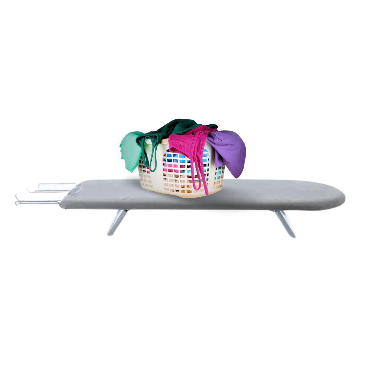 Imagem de Tabua Mesa Passar Roupa Portátil Passadeira Dobrável Cama Bancada com Porta Ferro - Utilaco