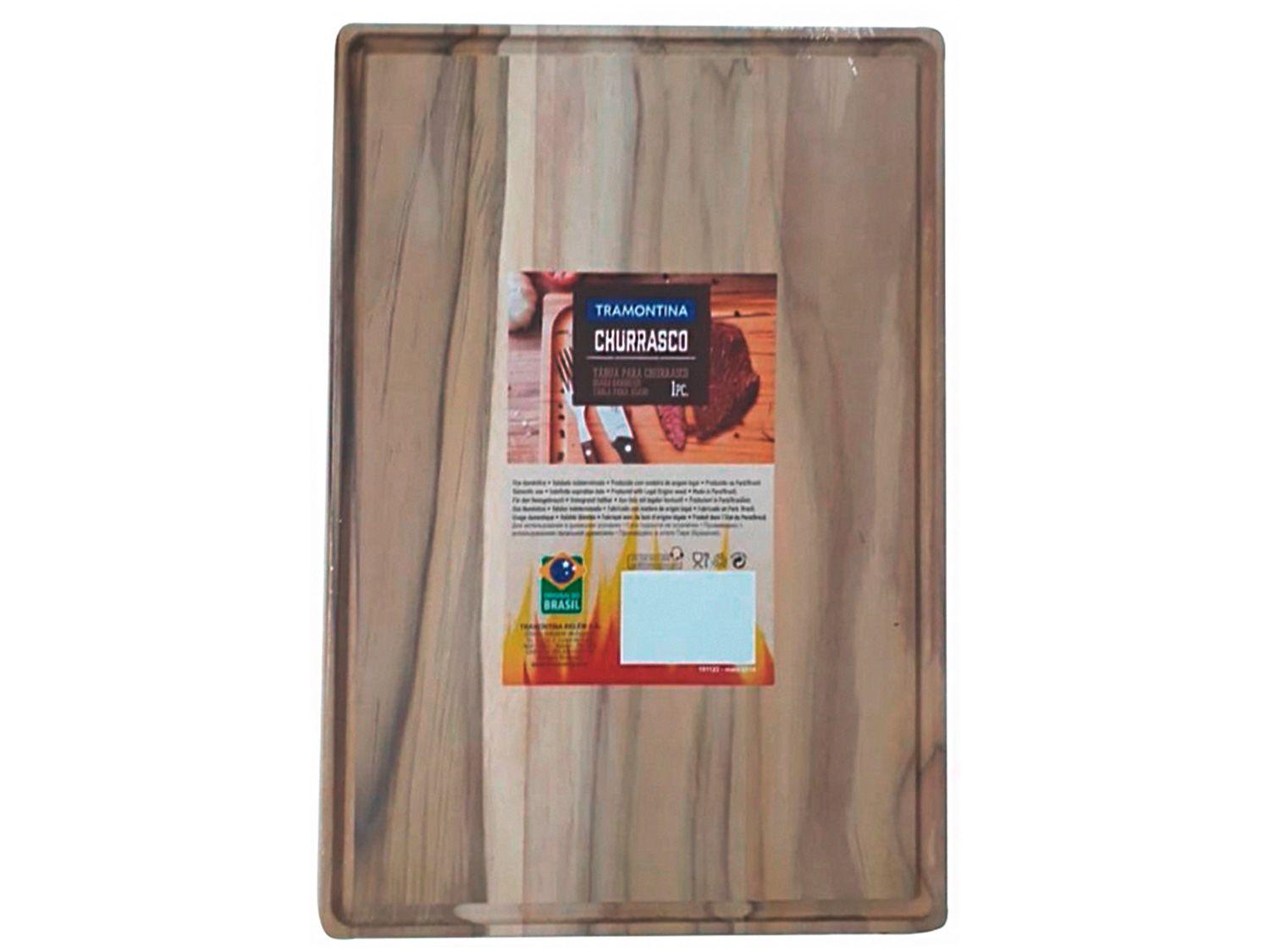 Tábua para Churrasco de Madeira Retangular Tramontina 13456052 40x28cm
