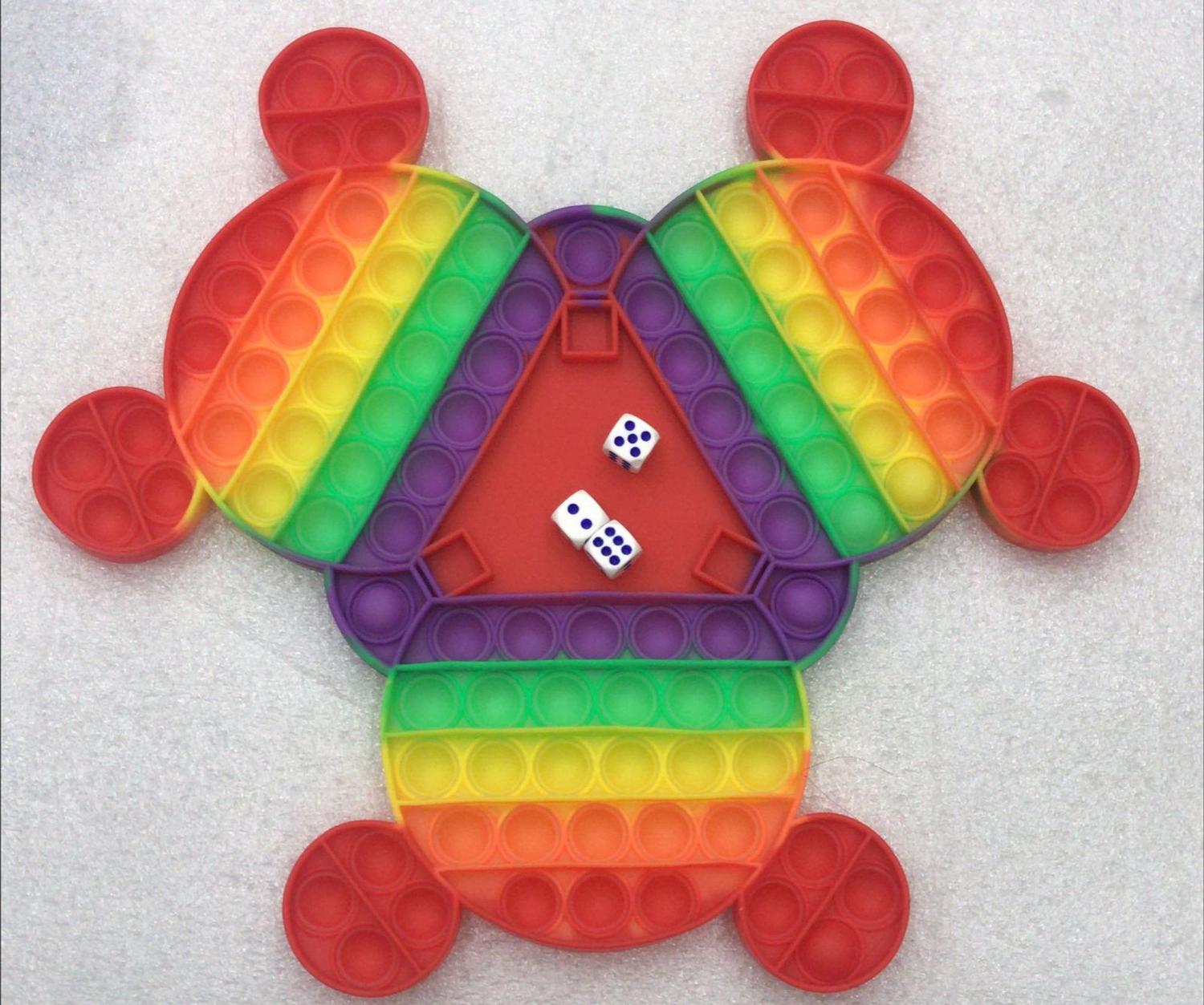 Tabuleiro Jogo Pop It Fidget Toy Dados Mickey Colorido