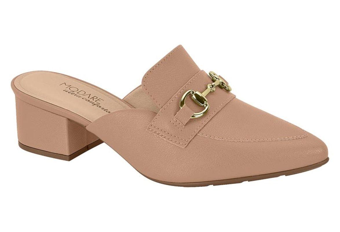 Tamanco Feminino Bico Fino Mule Conforto Salto Bloco Modare