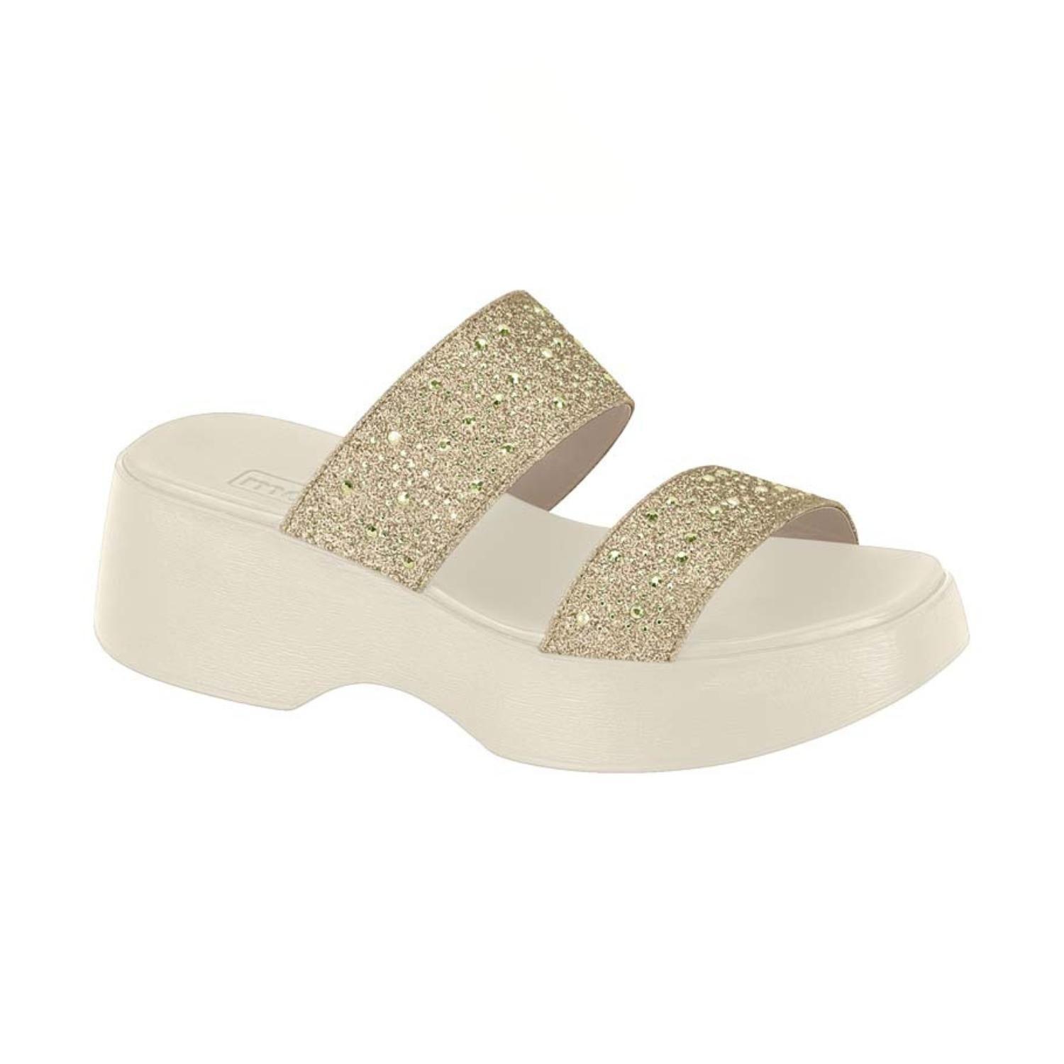 Tamanco Feminino Moleca Plataforma Meia Pata Tiras Pedras