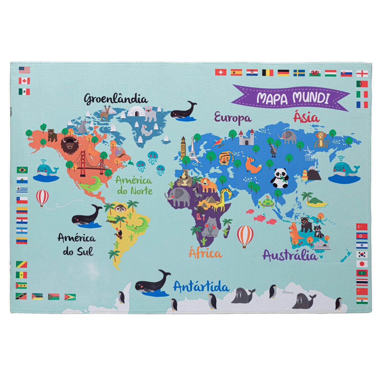 Tapete Infantil Joy Mapa Mundi 70cmx100cm Jolitex Tapete Infantil Magazine Luiza
