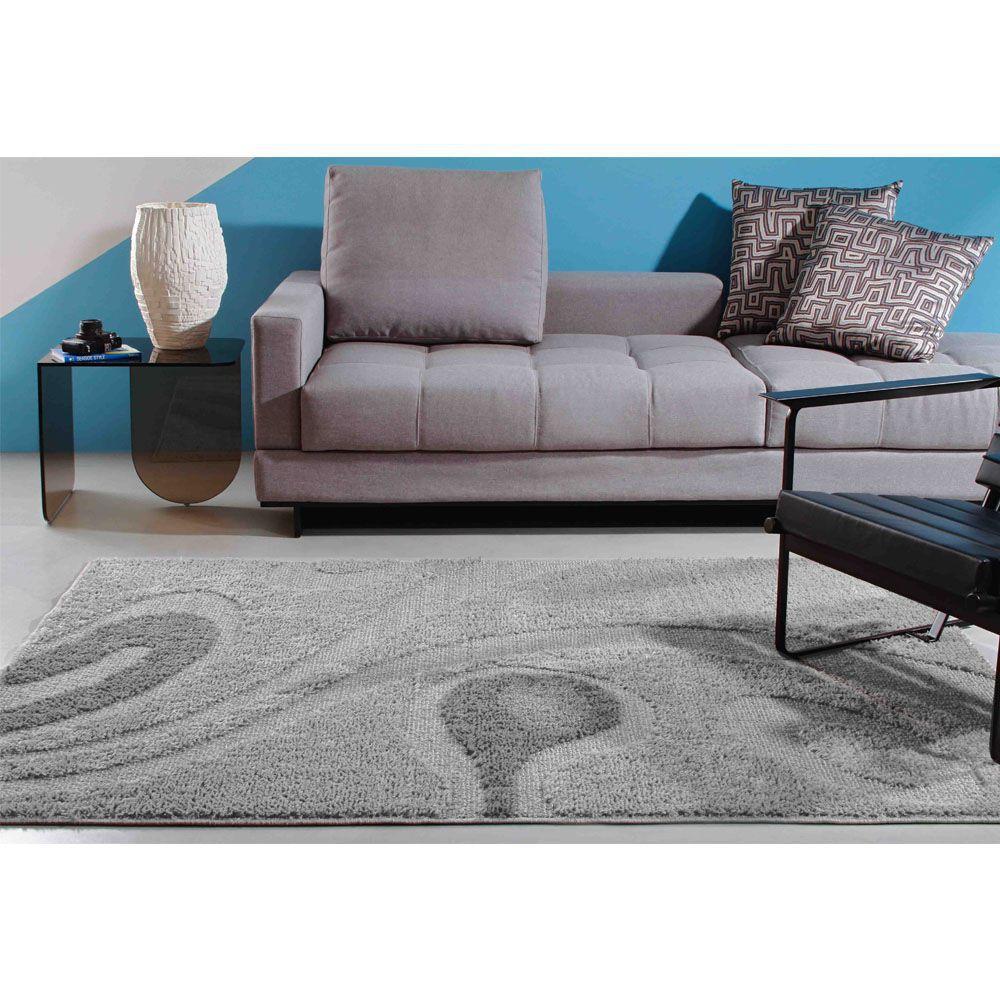 Tapete Sala Jazz 200 x 250 cm Alto e Baixo Relevo 04 Cinza Tapetes