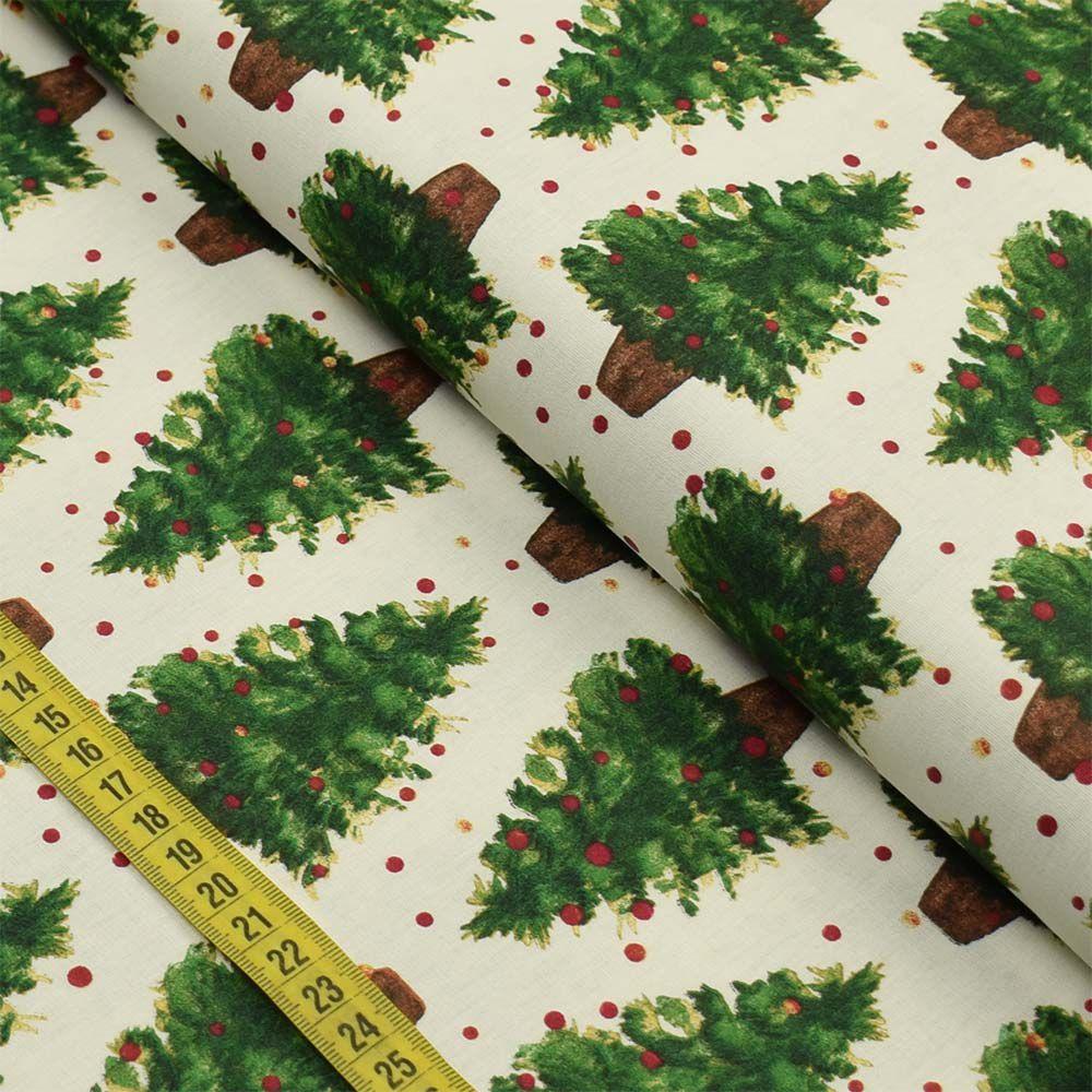 Tecido Estampado para Patchwork - Natal : Árvore de Natal Fundo Off White  (0,50x1,40) - Ibirapuera Textil - Tecidos - Magazine Luiza