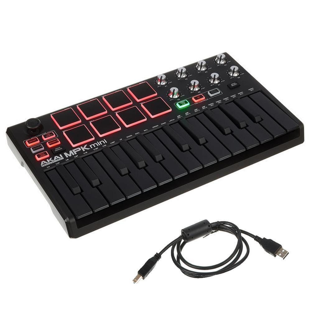 Teclado Controlador Akai MPK Mini MK2 25 Black MIDI USB