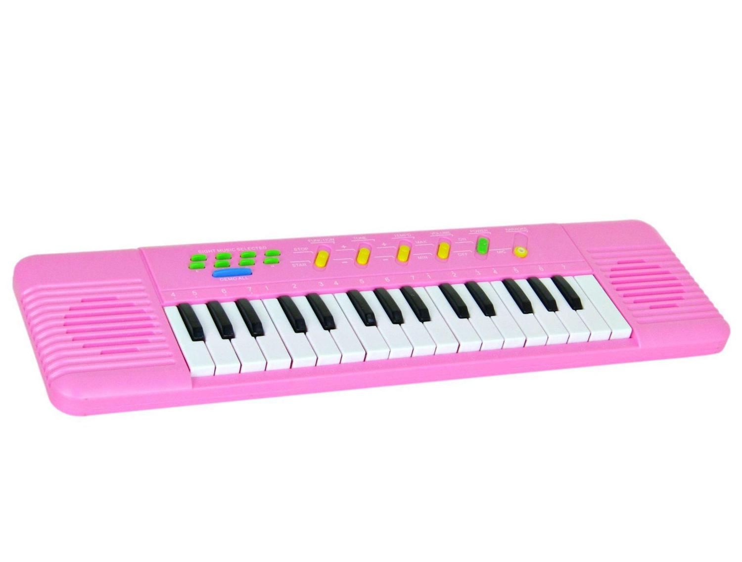 Teclado Infantil Musical Piano 37 Músicas com Microfone Rosa - Fun