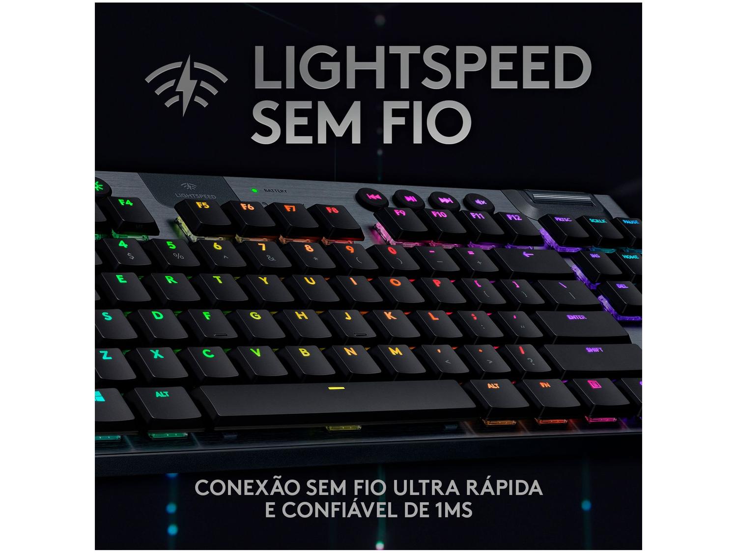 Teclado Mecânico Gamer sem Fio Logitech RGB