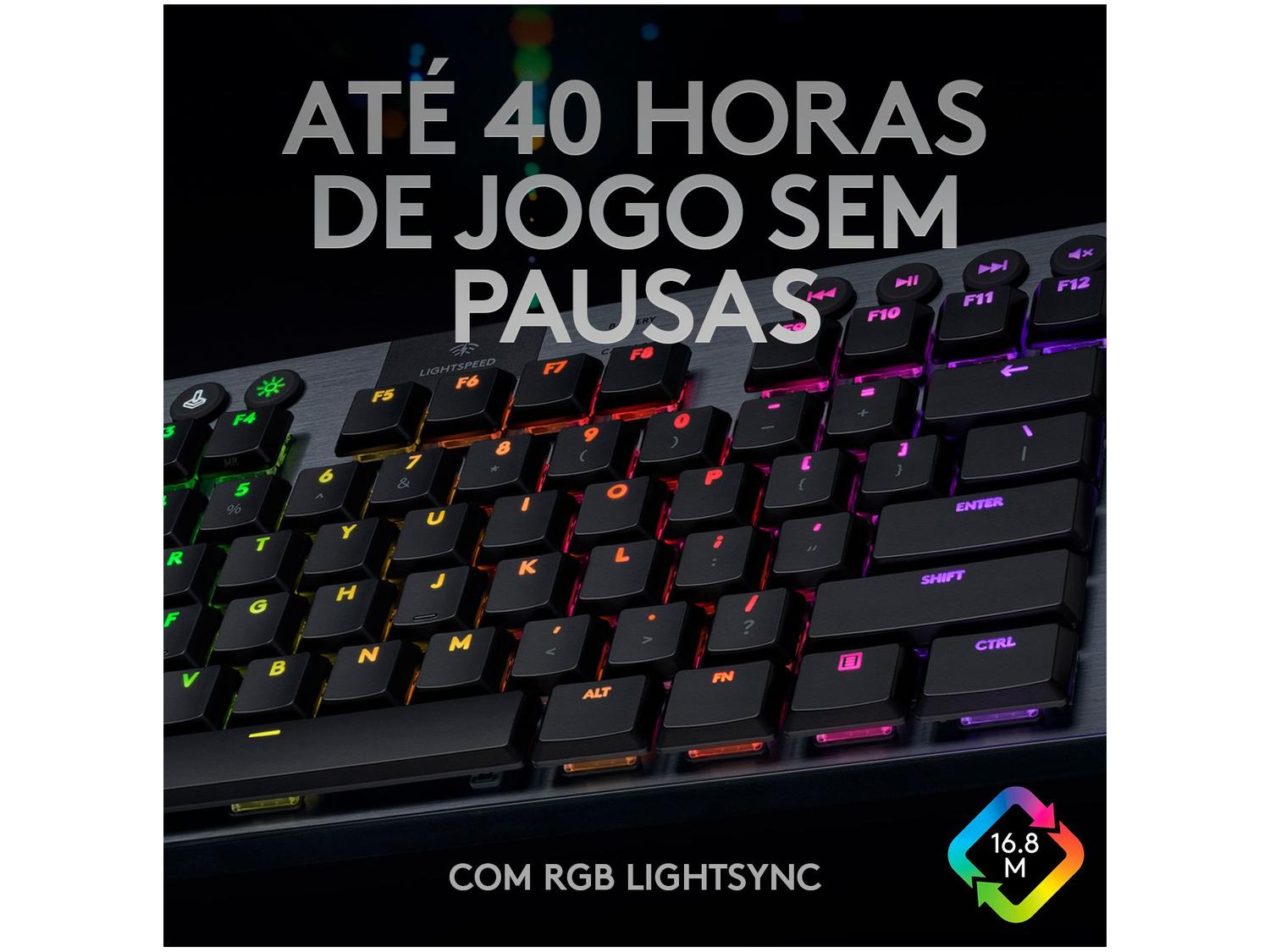 Teclado Mecânico Gamer sem Fio Logitech RGB