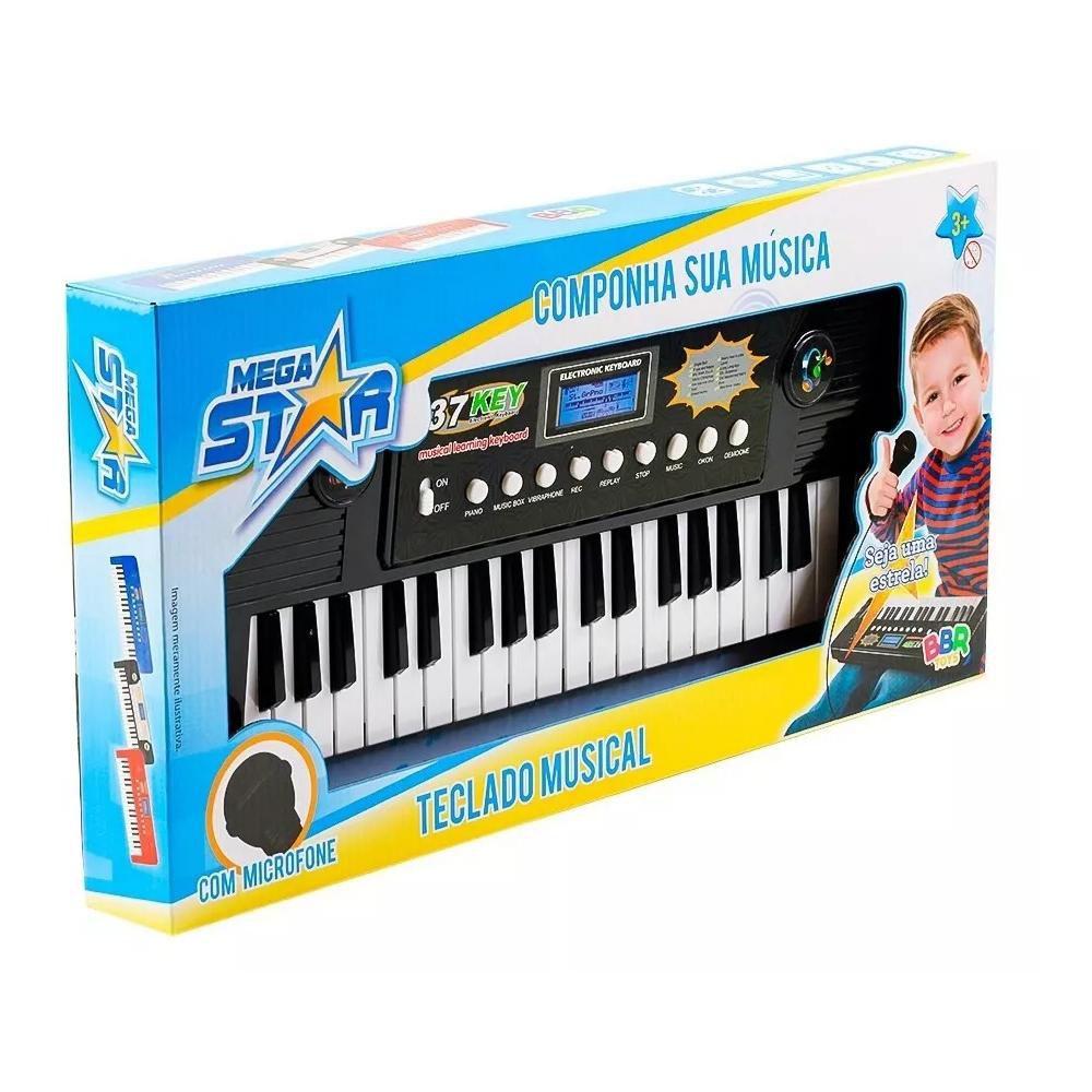 Teclado Piano Musical Infantil Eletrônico 37 Teclas com Microfone (Vermelho)