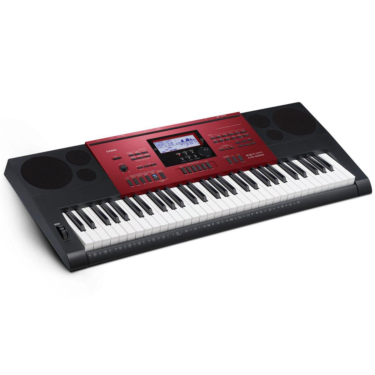 Teclado Musical Eletrônico Preto Com Vermelho Ctk6250 Casio Teclado