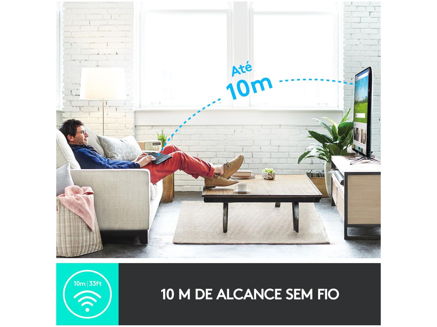 Teclado sem Fio com Touchpad Logitech ABNT2