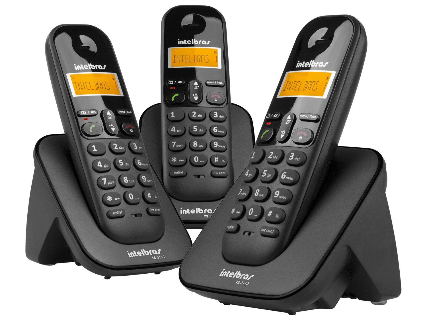 Telefone Sem Fio Intelbras TS 3113 + 2 Ramais - Identificador de ...