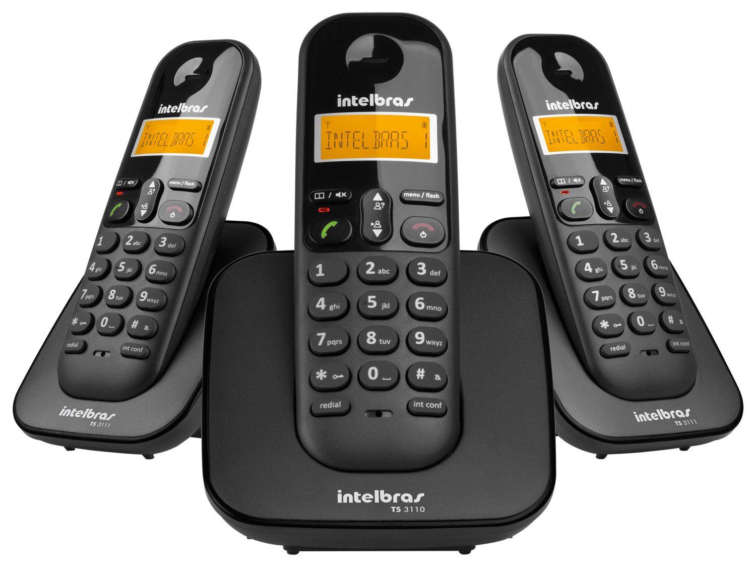 Telefone Sem Fio Intelbras TS 3113 + 2 Ramais - Identificador de ...