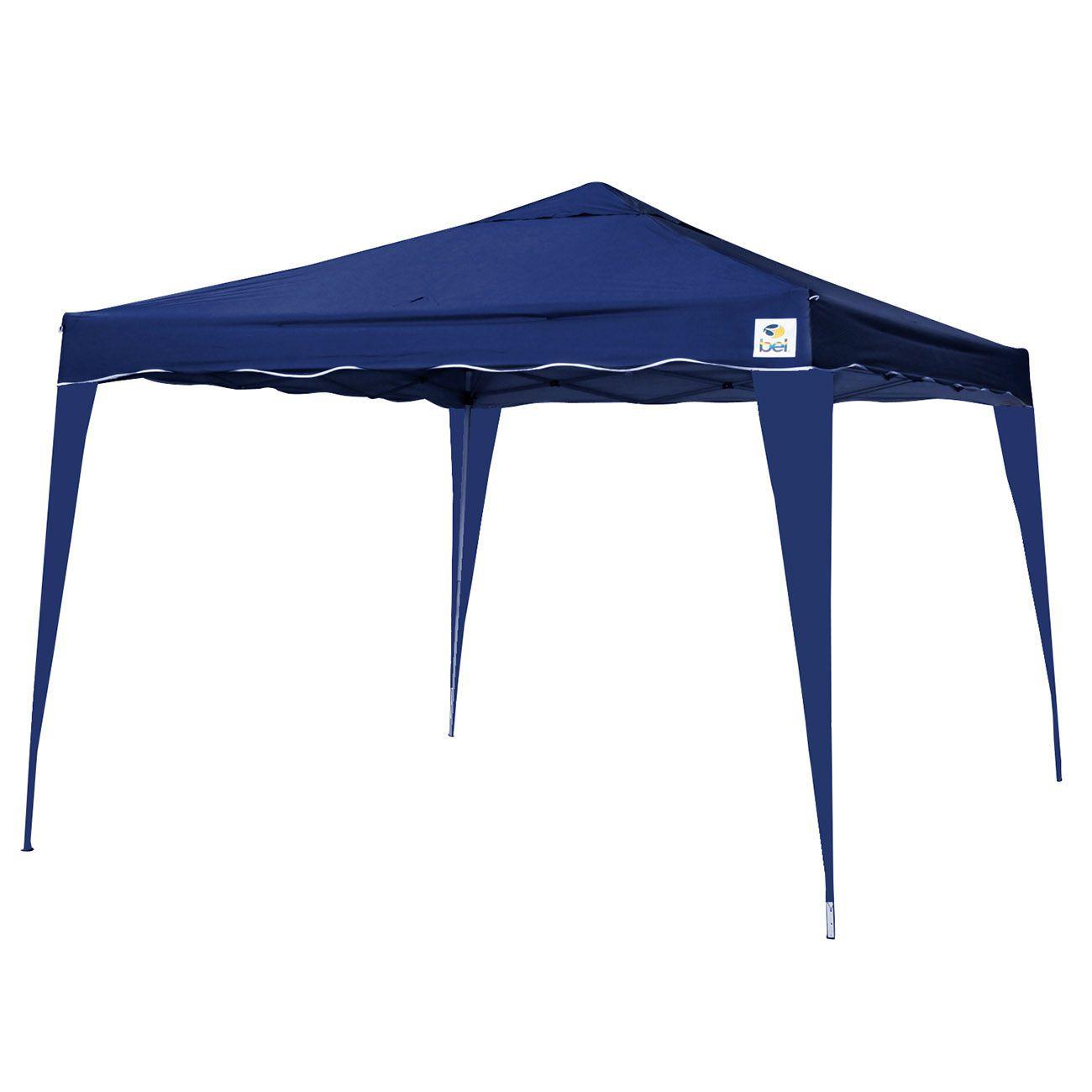 Tenda Gazebo 3X3 Metros Sanfonada Articulada Dobrável Barraca Camping Praia Azul Com Bolsa Bel