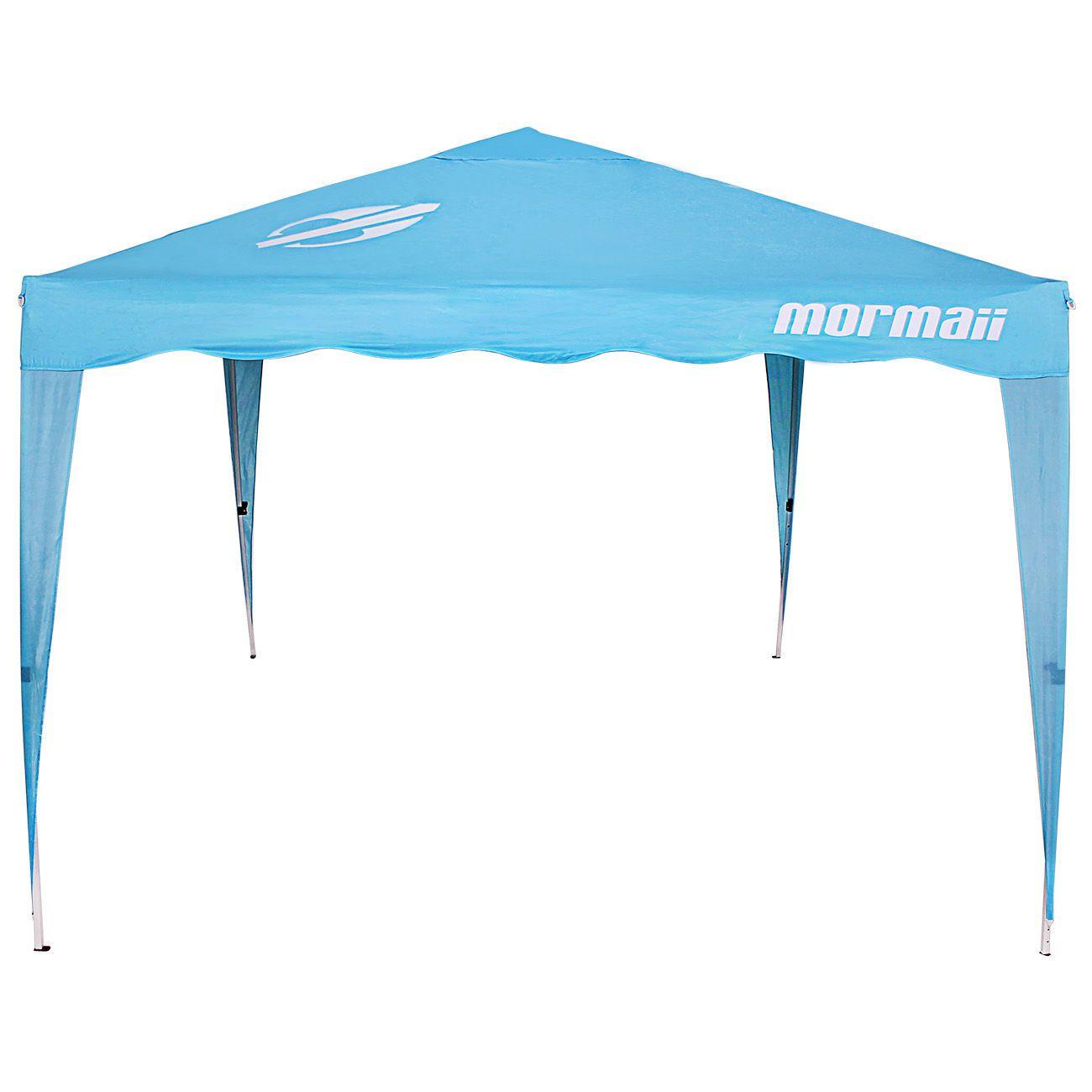 Tenda Gazebo 3X3 Metros Sanfonada Articulada Dobrável Barraca Camping Praia Azul Com Bolsa Bel