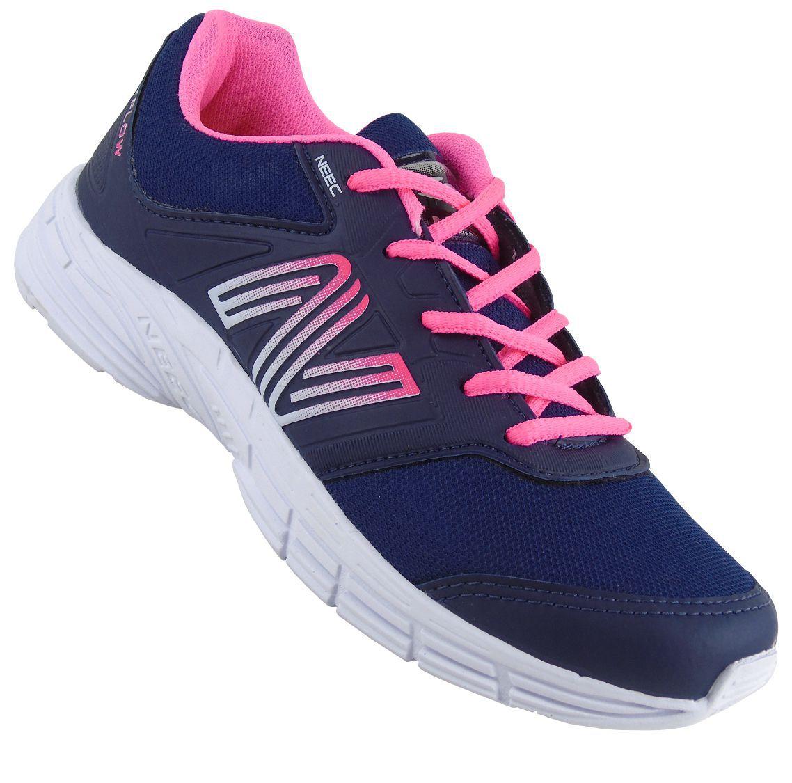 Tênis Academia Feminino Barato Esportivo Leve Confortável Caminhada Corrida Neec na cor Marinho/Pink - Tênis de Corrida - Magazine Luiza