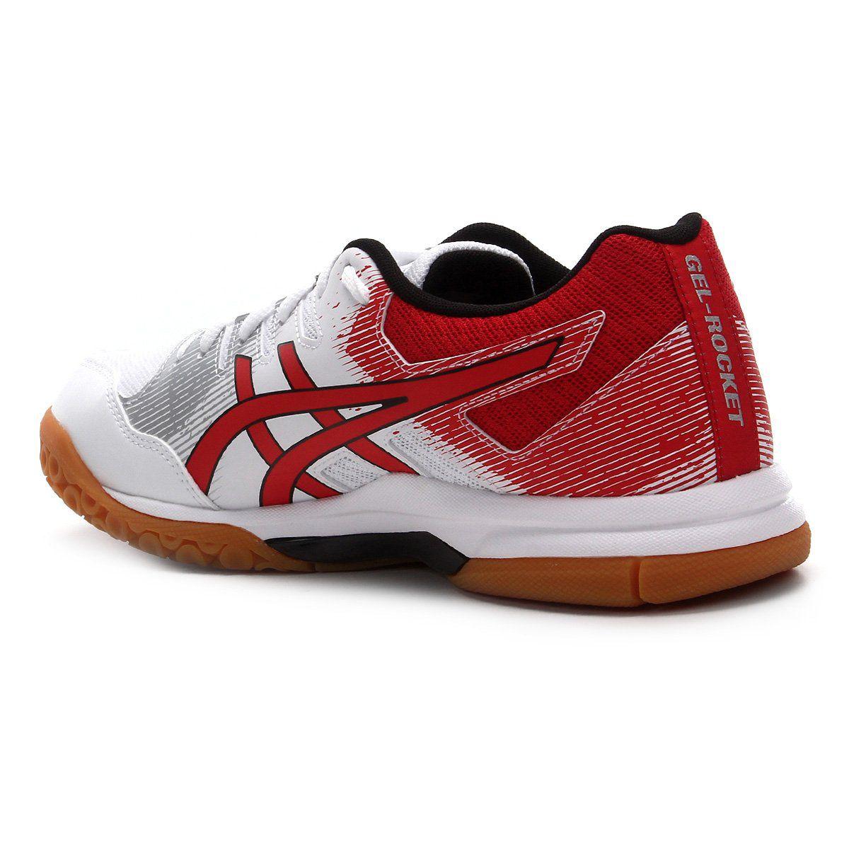 Tênis asics gel rocket 9 masculino - vermelho e branco top