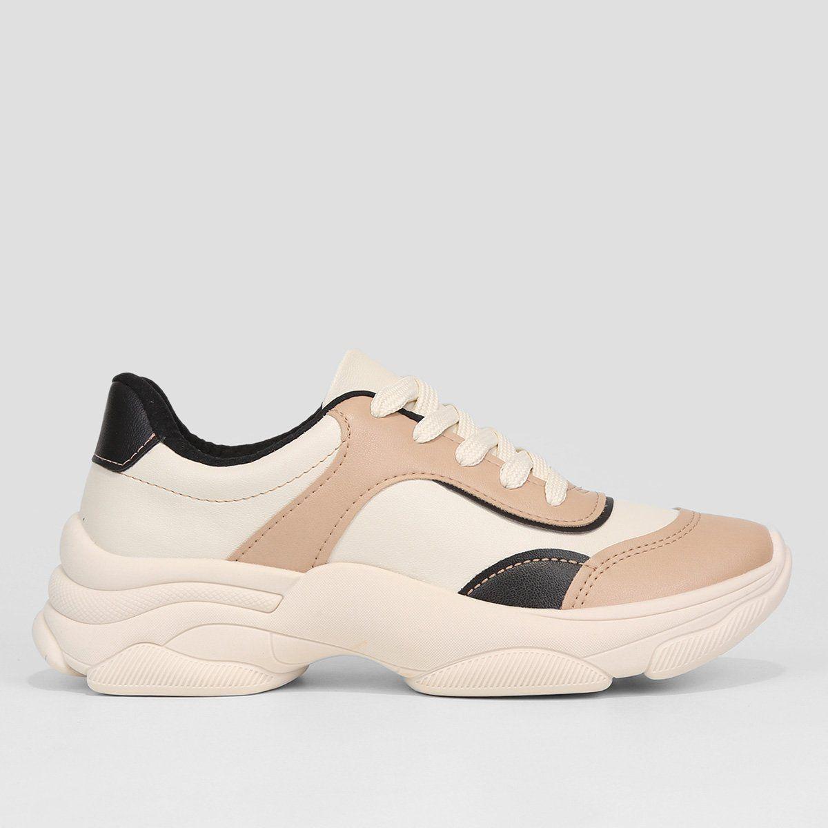 Bege Tenis Chunky Recortes Mavas Shoes Calçados Premium