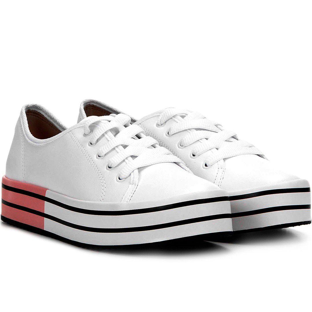 tênis flatform moleca listras branco