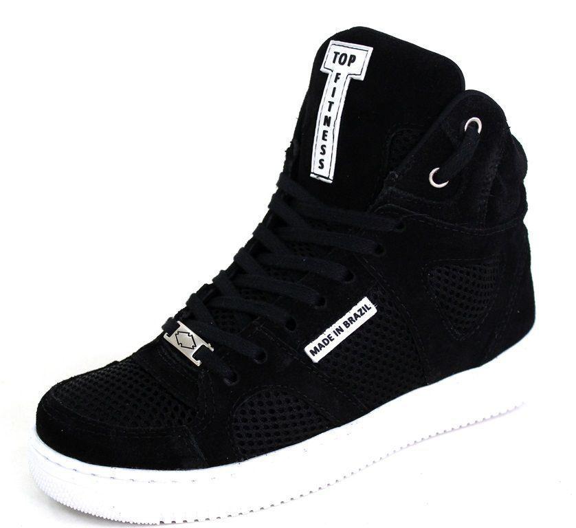 Tenis Botinhas Sneakers Cano Alto Top Fitness Preto/Branco - Bota de Treino  - Magazine Luiza