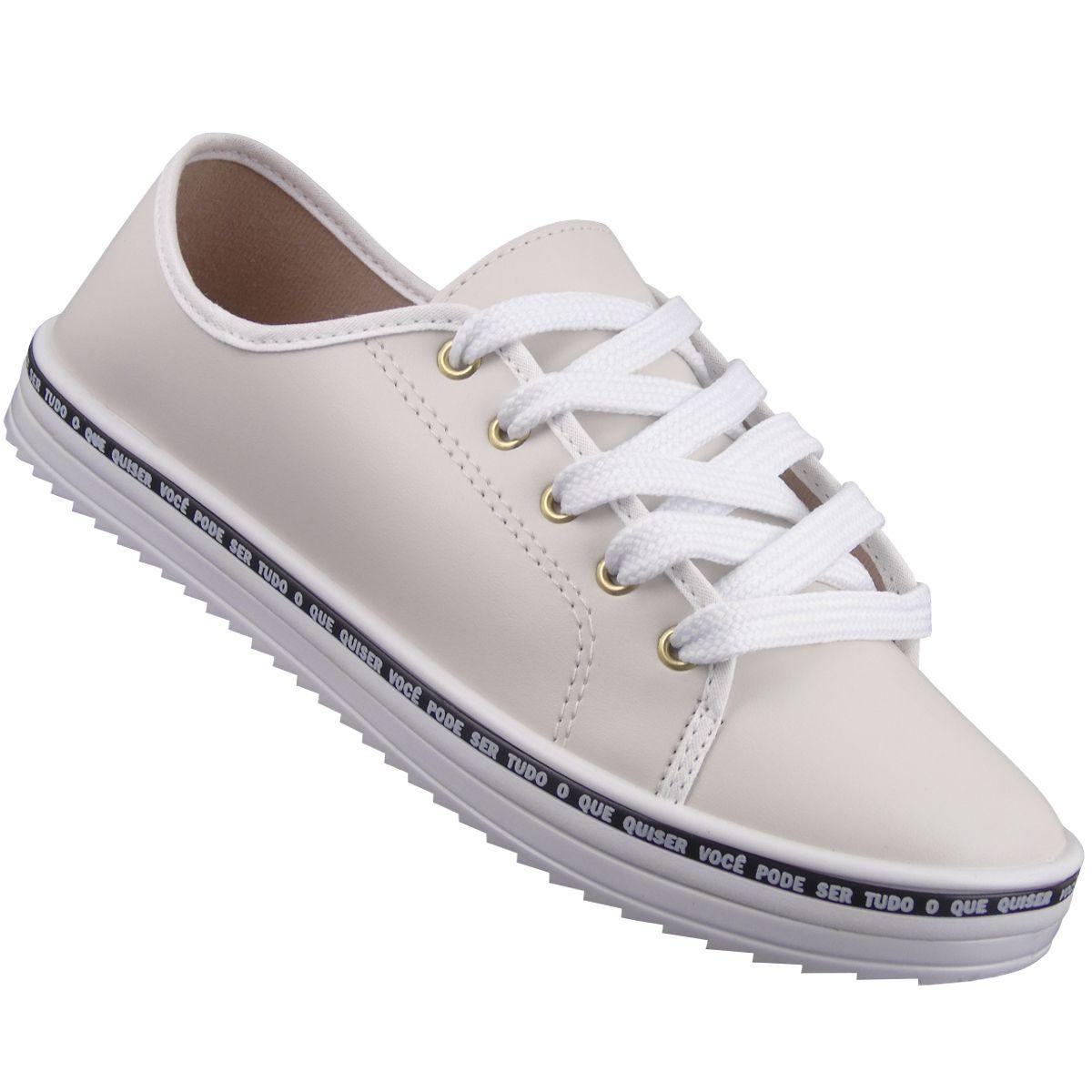 tenis branco feminino com listra preta