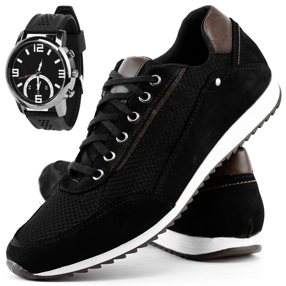 tênis vr caminhada detalhes em couro masculino