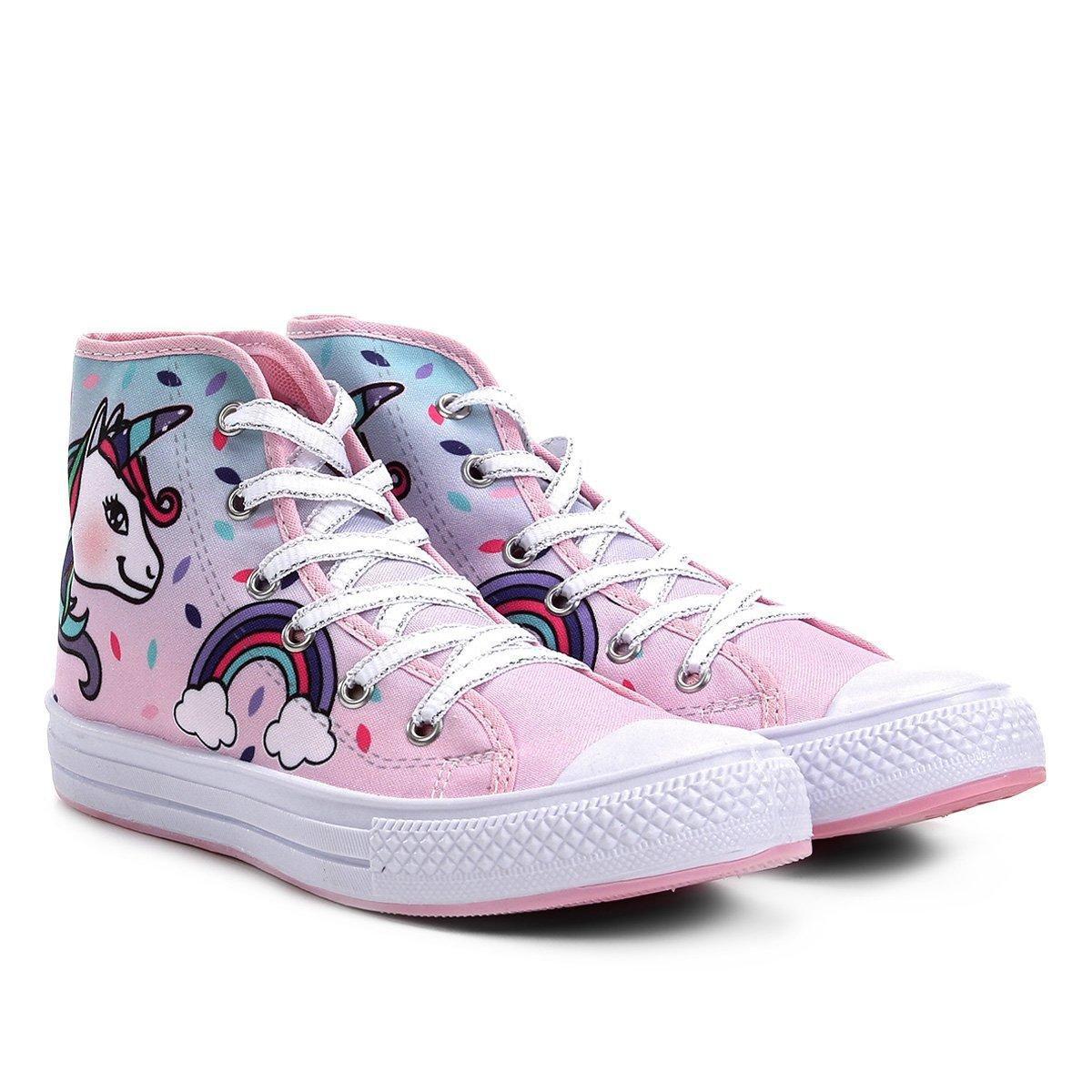 tênis infantil cano alto kurz unicórnio feminino