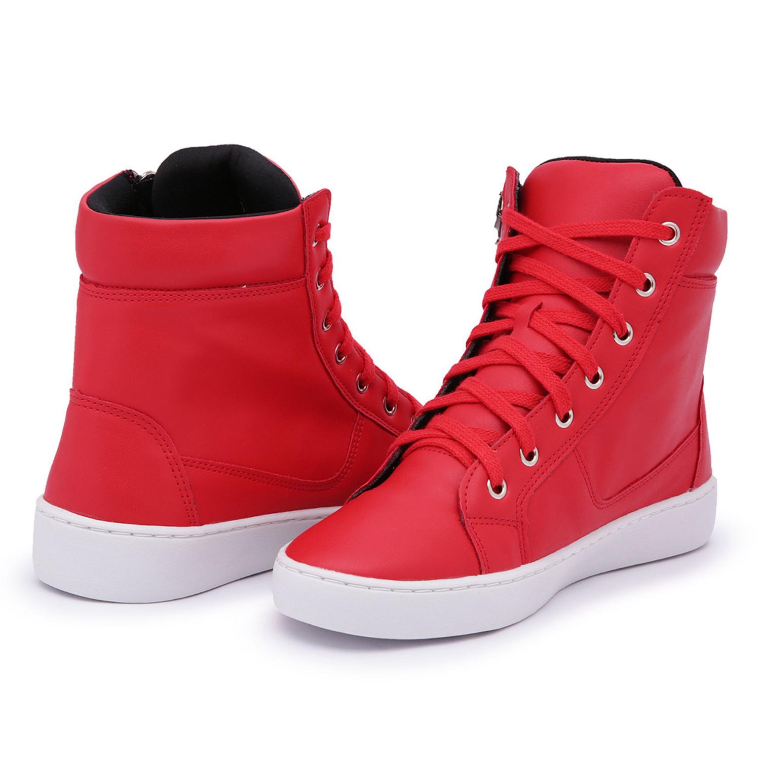 sapato cano alto vermelho