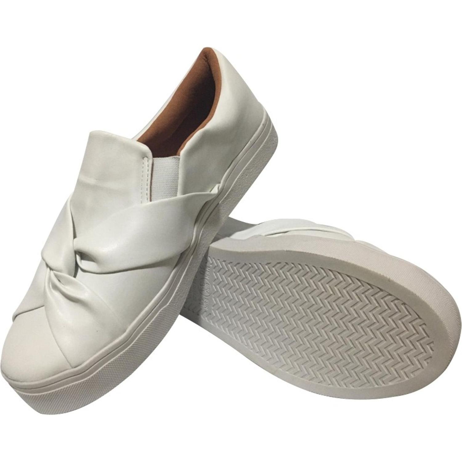 Tênis Casual Feminino Branco Liso Slip on Confortável N 37 - Black Feet -  Slipper / Slip On Feminino - Magazine Luiza