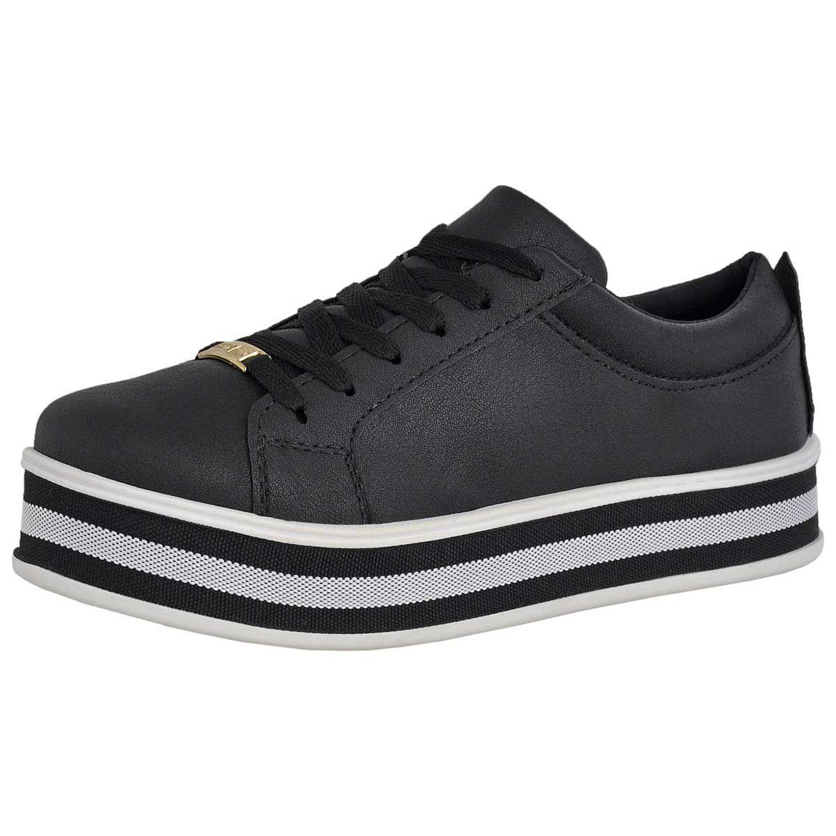 tenis casual preto e branco feminino